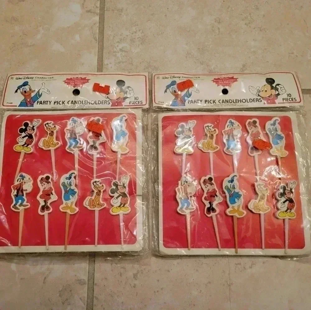 Vintage Disney Party Pick Candleholders Birthday Cake Cupcake 20